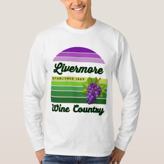 Livermore Wine Country Purple Green Stripes Grapes Tシャツ (正面)