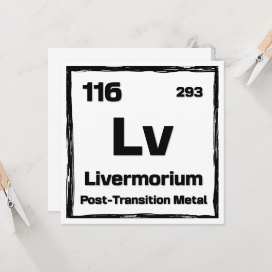 Livermorium (Lv) - Periodic Table of The Elements カード (正面/裏面インサイチュ)
