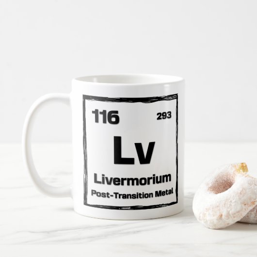 Livermorium (Lv) - Periodic Table of The Elements コーヒーマグカップ (ドーナツ)