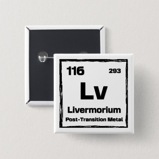 Livermorium (Lv) - Periodic Table of The Elements 缶バッジ (正面&裏面)