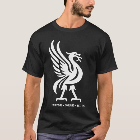 Liverpool England Est 1207 Colossal Liverbird Whit Tシャツ (正面)
