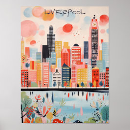 Liverpool Travel City Wall Art Painting Aesthetic ポスター