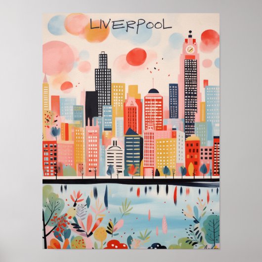 Liverpool Travel City Wall Art Painting Aesthetic ポスター (正面)