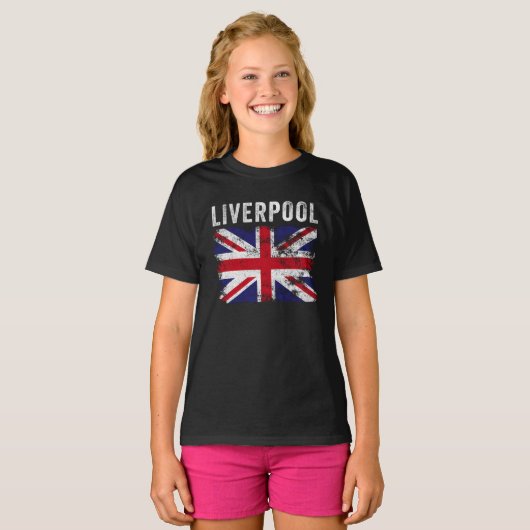 Liverpool UK Flag England Souvenir Tシャツ (正面フル)