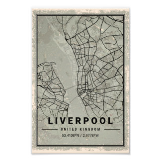 Liverpool united kingdom map print poster canvas フォトプリント           