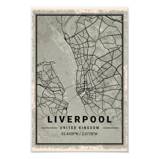Liverpool united kingdom map print poster canvas フォトプリント            (正面)