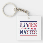 Lives Matter – アメリカ国旗 キーホルダー (正面)