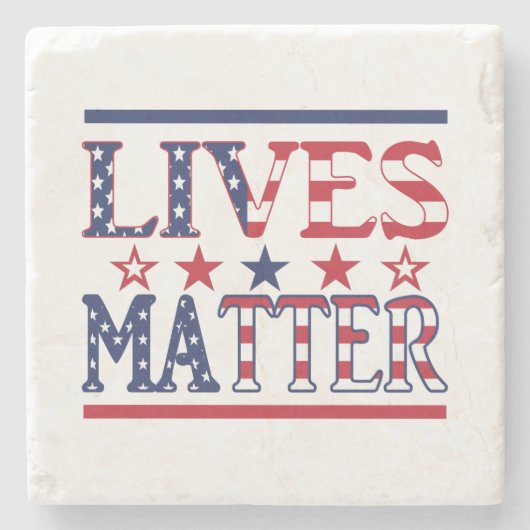 Lives Matter – アメリカ国旗 ストーンコースター (正面)