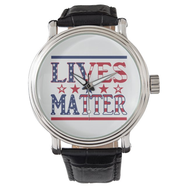Lives Matter – アメリカ国旗 腕時計 (正面)
