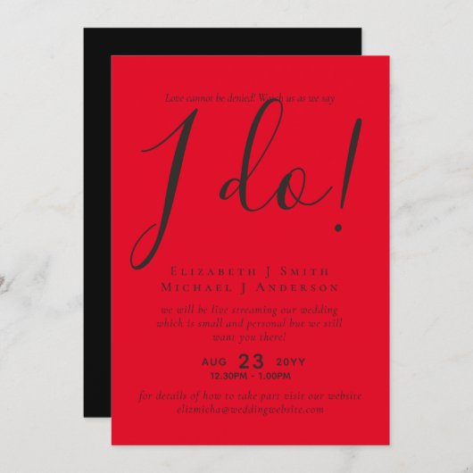 Livestreaming結婚式の招待 – 私が言うことを見る！ (正面/裏面)