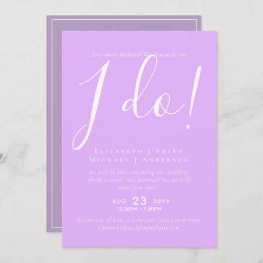 Livestreaming結婚式の招待 – 私が言うことを見る! (正面/裏面)