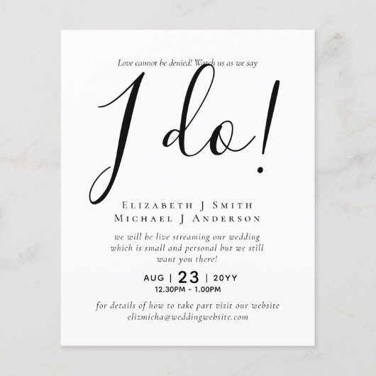 Livestreaming結婚式の招待 – 私が言うことを見る！ (正面)