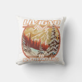 Livigno italyスノーボーディングロゴ クッション (正面)