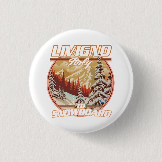 Livigno italyスノーボーディングロゴ 缶バッジ (正面)