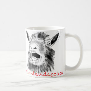 LivinのLaのVida Goataのおもしろいなわめくヤギのスケッチ コーヒーマグカップ