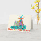 LivinのLaのVida Goataのおもしろいなわめくヤギのデザイン カード (黄色い花)
