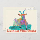 LivinのLaのVida Goataのおもしろいなわめくヤギのデザイン ポストカード (正面/裏面)