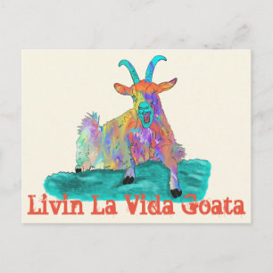 LivinのLaのVida Goataのおもしろいなわめくヤギのデザイン ポストカード