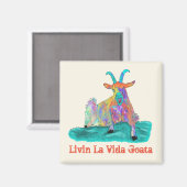 Livin La Vida Goata絶叫ヤギおもしろい動物 マグネット (正面/裏面)