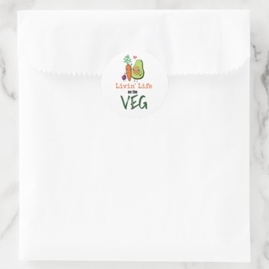 Livin LIfeオンザベグベジタリアンおもしろい引用文 ラウンドシール (バッグ)