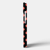 Living coral polka dots on black Case-Mate iPhone iPhoneケース (裏面 / 左)