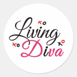 Living Diva in Red クラシックDiva Round Stickers ラウンドシール