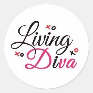 Living Diva in Red クラシックDiva Round Stickers ラウンドシール