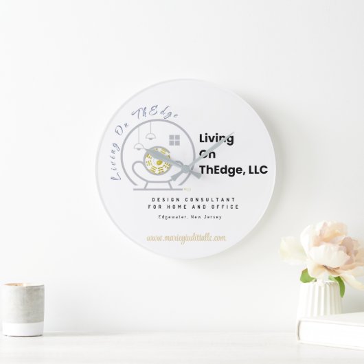 Living On ThEdge, LLC Logo Acrylic Wall Clock ラージ壁時計 (ホーム)