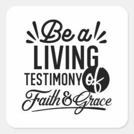Living Testimony Bible Quote Christian Motivation スクエアシール