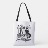 Living Testimony Bible Quote Christian Motivation トートバッグ (裏面)
