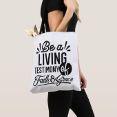 Living Testimony Bible Quote Christian Motivation トートバッグ (クローズアップ)