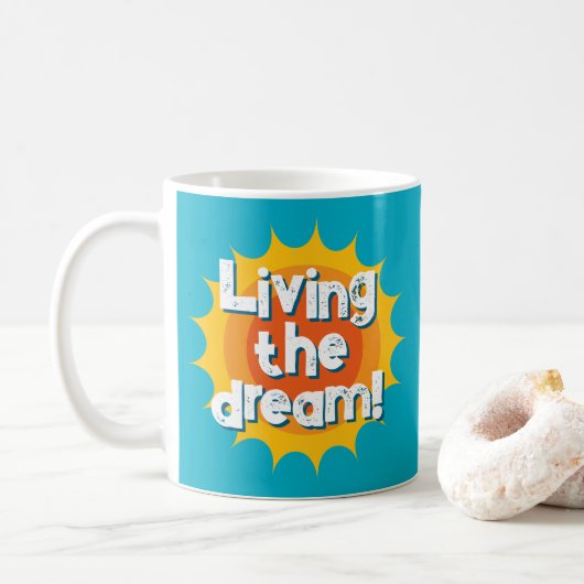 Living the dream! cool coffee mug gift コーヒーマグカップ (ドーナツ)