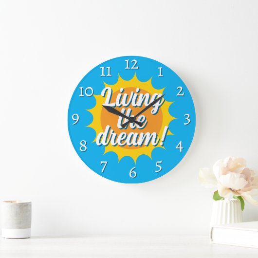 Living the dream wall clock with sunny dial ラージ壁時計 (ホーム)