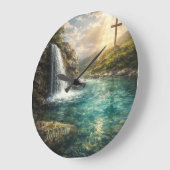 Living Water Christian Wall Art  ラージ壁時計 (傾斜)