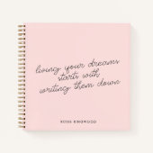 Living your Dreams赤面ピンクジャーナルノートブック ノートブック (正面)