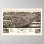 Livingston, MT Panoramic Map - 1884 ポスター (正面)