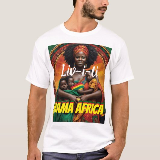 LIVITY. MAMA AFRICA メンズ ベーシック Tシャツ (正面)