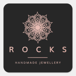 Lizマンダラピンクローズメタリックブラック スクエアシール