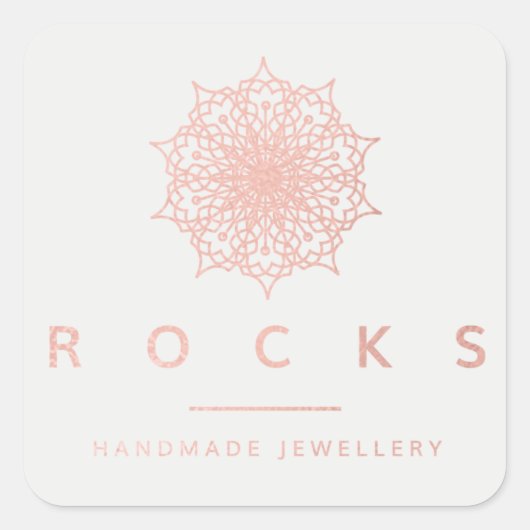 Lizマンダラピンクローズ金ゴールドメタリックグレー スクエアシール (正面)