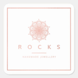 Lizマンダラピンクローズ金ゴールドメタリックホワイトフレーム スクエアシール