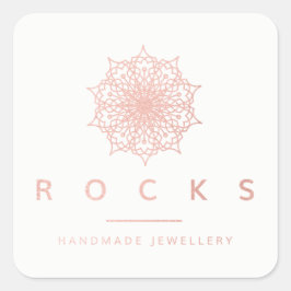 Liz Mandalaピンクのバラの金ゴールドメタリックホワイト スクエアシール