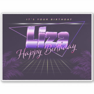 Liza Name Vorname lila retro Sticker Geburtstag シール