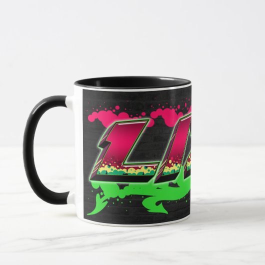 Liza Vorname Name Graffiti red green Tasse マグカップ (左)