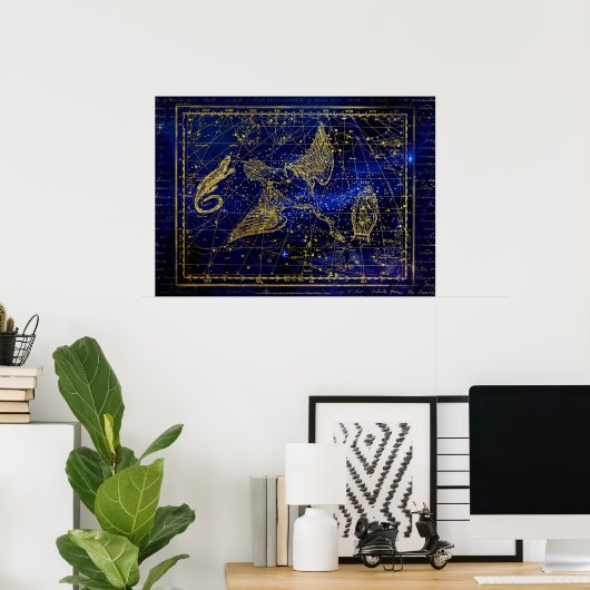 lizard and swan constellation poster ポスター (ホームオフィス)
