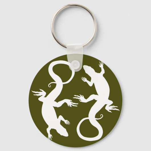 Lizard Art Keychain Cool Retro Reptile Art Gifts キーホルダー (正面)