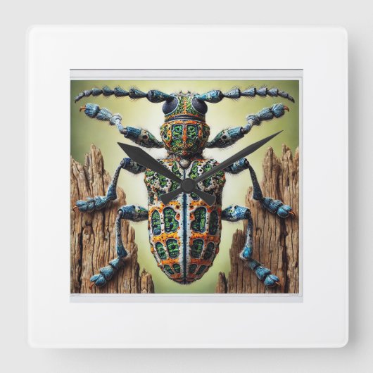 Lizard Beetle 020924IREF213 - Watercolor スクエア壁時計 (正面)