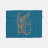 Lizard Cowboy Riding Crocodile Alligator Western A フリースブランケット (正面(横))