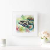 Lizard Fish 020924AREF150 - Watercolor スクエア壁時計 (ホーム)
