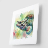 Lizard Fish 020924AREF150 - Watercolor スクエア壁時計 (傾斜)
