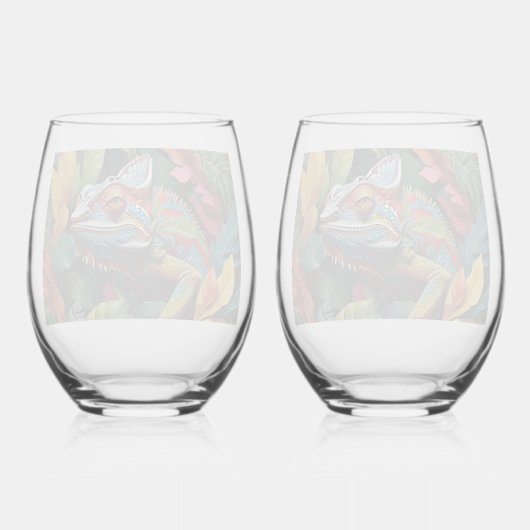 Lizard Leaves & Colour    ステムなしワイングラス (裏面)